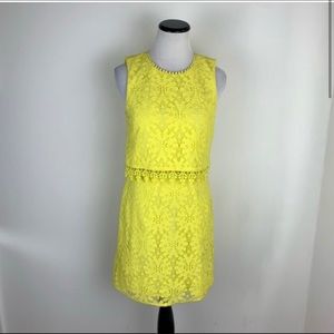 Topshop Lace Floral Mini Dress Yellow Size 6